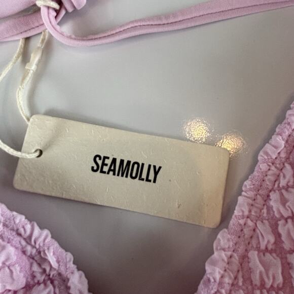 Seamolly Baby Pink Size XS Bathing Suit Textured Bikini Shell Detail Triangle - Picture 4 of 16
